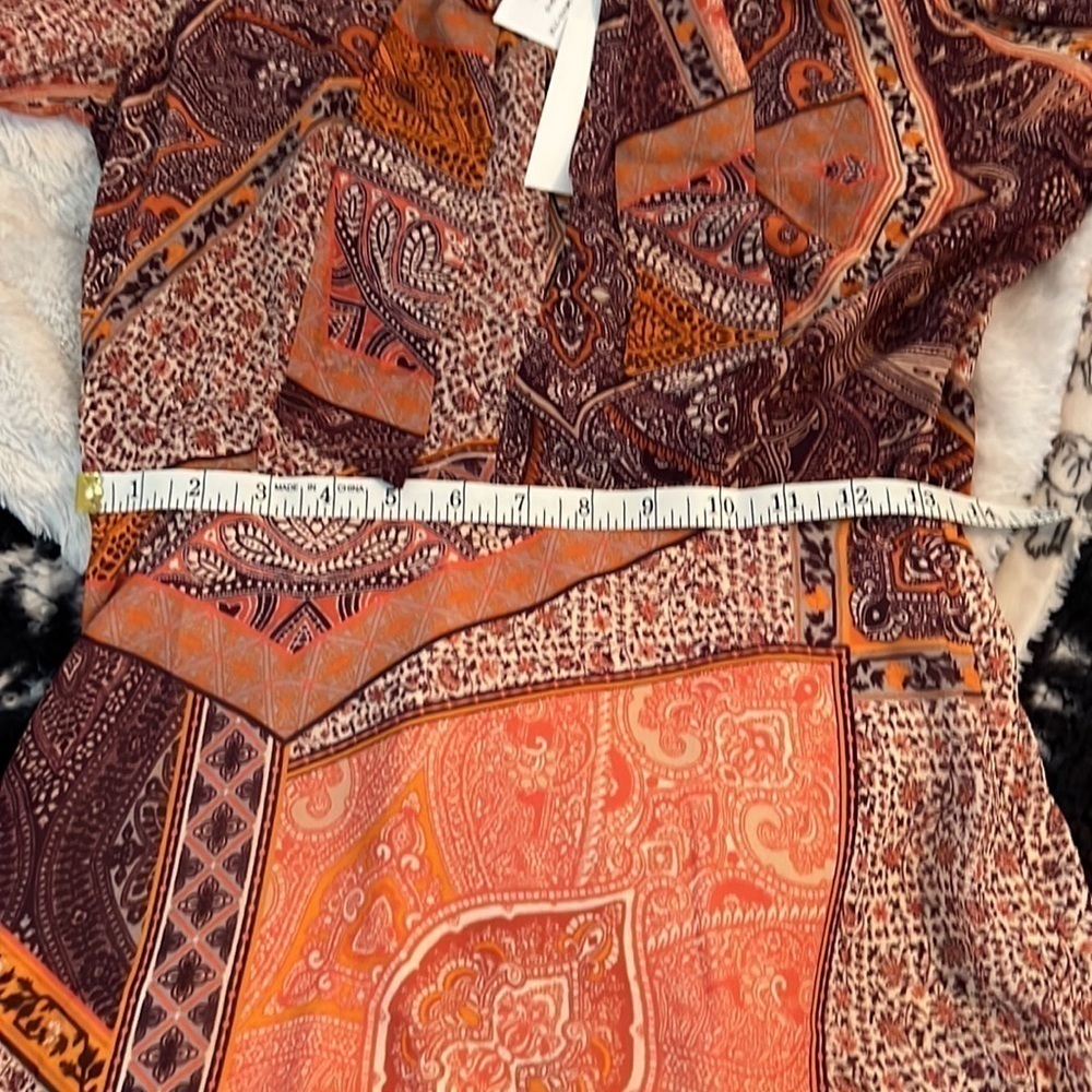 Divine Heritage Orchid Paisley Neck Tie Mini Dress SMALL Patchwork Boho Bin 4 - Picture 11 of 13